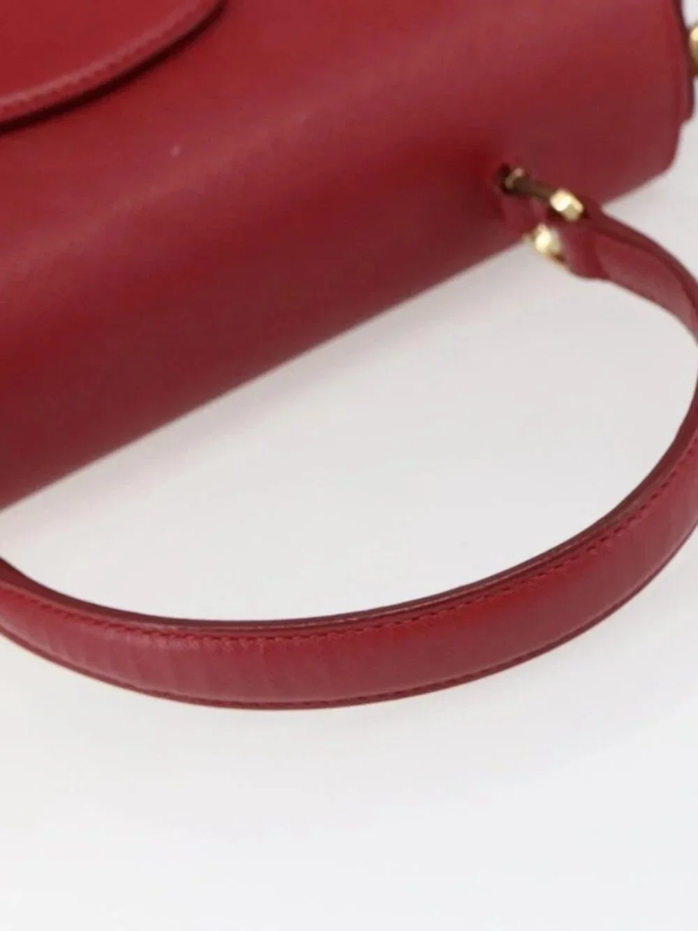 Salvatore Ferragamo Gancini Hand Bag Leather 2way Red Gold Auth 171837